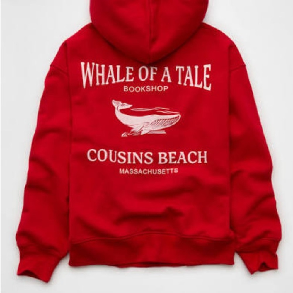 American Eagle Outfitters Red Graphic Hoodie